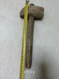 OLD VTG ANTIQUE PRIMITIVE WOOD MALLET HAMMER TOOL CARPENTRY 18th