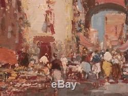 OLD antique Italian Impressionist Fine Art OIL PAINTING vintage artwork signed