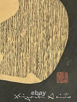 ORIGINAL KIYOSHI SAITO HANIWA WOODBLOCK PRINT 1960s OLD VINTAGE JAPANESE MODERN