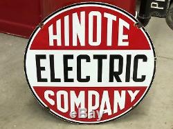 ORIGINAL Vintage HINOTE ELECTRIC COMPANY PORCELAIN Sign AnTiQue OLD Home Car WOW