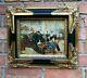 Oil Painting Of People On Deck Of Ship Old Masters Style. Ornately Framed Signed