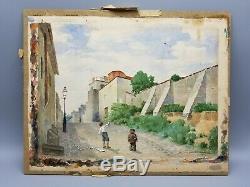 Old 1880 Montmartre Paris Watercolor Children Kites Signed Nelson Bickford Nr