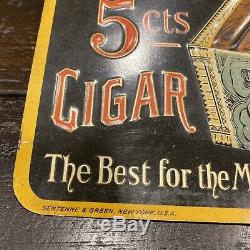 Old ANTIQUE VINTAGE IMPERIAL CLUB 5 CENTS CIGAR TIN LITHOGRAPH ADVERTISING SIGN