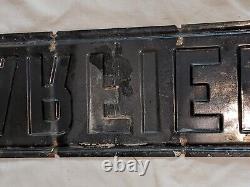 Old ANTIQUE Vintage 1940s GARFIELD Street Sign 6 x 24 WHITE ON BLACK 2 Lb