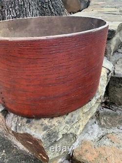 Old Antique CRAGIN Primitive RED Painted Wood Round Pantry MEASURE Box HUGE