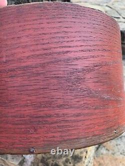 Old Antique CRAGIN Primitive RED Painted Wood Round Pantry MEASURE Box HUGE