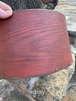 Old Antique CRAGIN Primitive RED Painted Wood Round Pantry MEASURE Box HUGE