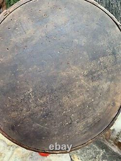 Old Antique CRAGIN Primitive RED Painted Wood Round Pantry MEASURE Box HUGE