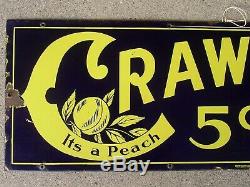 Old Antique! CRAWFORD 5 cent CIGAR Binghamton, New York PORCELAIN SIGN 36 x 12