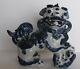 Old Antique Chinese/japanese Blue On White Foo Dog Withfoot 0n Pup Signed