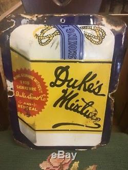 Old Antique Duke's Mixture Tobacco Porcelain Sign Advertising 9x12