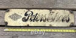 Old Antique Etched Brass Peters Diamond Brand Shoe Sign 1900
