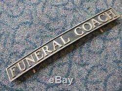 Old Antique FUNERAL COACH Mortuary Cemetery HEARSE Cast Metal Sign Plaque