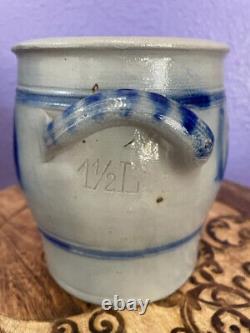Old Antique German Westerwald Blue Salt Glaze Stoneware Crock