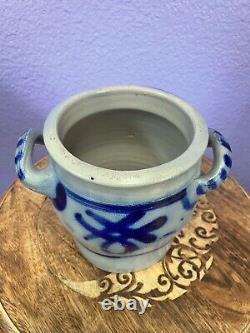 Old Antique German Westerwald Blue Salt Glaze Stoneware Crock 2 L