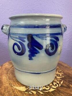 Old Antique German Westerwald Blue Salt Glaze Stoneware Crock 5 L