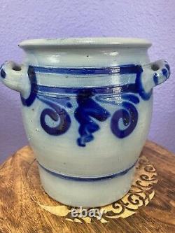 Old Antique German Westerwald Blue Salt Glaze Stoneware Crock 5 L