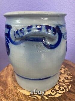 Old Antique German Westerwald Blue Salt Glaze Stoneware Crock 5 L