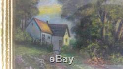 Old Antique Impressionist Pastel Drawing Painting Wilbur Richards Landscape Home