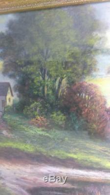 Old Antique Impressionist Pastel Drawing Painting Wilbur Richards Landscape Home