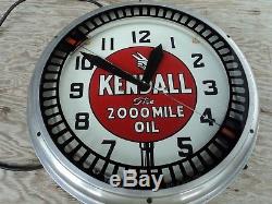 Old Antique Kendall Gas Oil Neon Swihart Clock Sign Advertising Service Station
