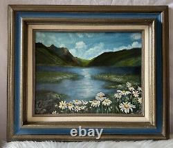 Old Antique OIL PAINTING Mountain Daisies Alice Grimmer 1986 Sign Canvas Framed