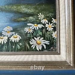 Old Antique OIL PAINTING Mountain Daisies Alice Grimmer 1986 Sign Canvas Framed