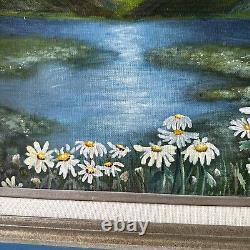 Old Antique OIL PAINTING Mountain Daisies Alice Grimmer 1986 Sign Canvas Framed