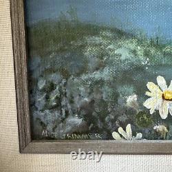 Old Antique OIL PAINTING Mountain Daisies Alice Grimmer 1986 Sign Canvas Framed