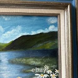 Old Antique OIL PAINTING Mountain Daisies Alice Grimmer 1986 Sign Canvas Framed
