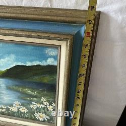Old Antique OIL PAINTING Mountain Daisies Alice Grimmer 1986 Sign Canvas Framed