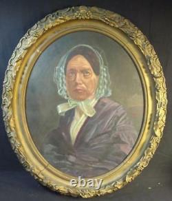 Old Antique Oil American Painting Portrait Old Woman Americana Art Lady Female