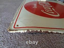 Old Antique Original Coca Cola Things Go Better With Coke Metal Sign 32 x 12