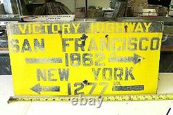 Old Antique Porcelain Sign Victory Highway San Francisco 1862 New York 1277