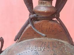 Old Antique Primitive Big Wooden Vessel Flask Wine Water Bottle Signed 1910s