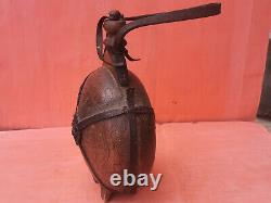 Old Antique Primitive Big Wooden Vessel Flask Wine Water Bottle Signed 1910s