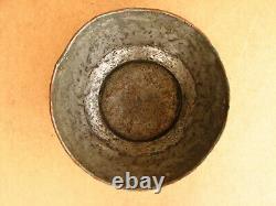 Old Antique Primitive Copper Plate Dish Bowl Cup Olden Cyrillic Dated 1914