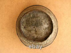 Old Antique Primitive Copper Plate Dish Bowl Cup Olden Cyrillic Dated 1914