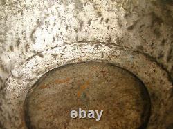 Old Antique Primitive Copper Plate Dish Bowl Cup Olden Cyrillic Dated 1914