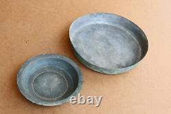 Old Antique Primitive Hand Wrought Plates Bowls Cookware Kitchenware Signed 19th