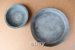 Old Antique Primitive Hand Wrought Plates Bowls Cookware Kitchenware Signed 19th