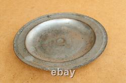 Old Antique Primitive Plate Bowl Dish Signed Marked 1868 Olden Cyrillic 19th