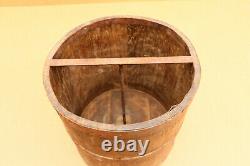 Old Antique Primitive Wooden Barrel Royal Bucket Basket Keg Dated Early 20th