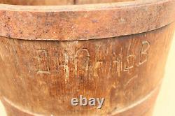 Old Antique Primitive Wooden Barrel Royal Bucket Basket Keg Dated Early 20th