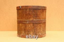 Old Antique Primitive Wooden Barrel Royal Bucket Basket Keg Dated Early 20th