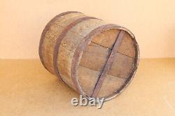 Old Antique Primitive Wooden Wood Barrel Keg Pail Cask Royal Bucket Marked 1927