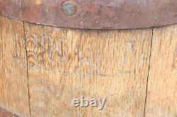 Old Antique Primitive Wooden Wood Barrel Keg Pail Cask Royal Bucket Marked 1927