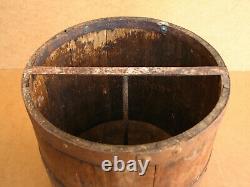 Old Antique Primitive Wooden Wood Barrel Keg Royal Era Bucket Pot Marked 1929