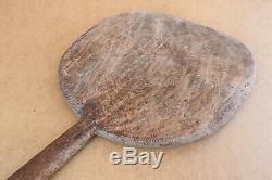 Old Antique Primitive Wooden Wood Bread Board Dough Plate Rustic Cyrillic Signed