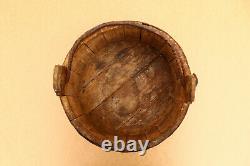 Old Antique Primitive Wooden Wood Bucket Barrel Keg Vessel Kettle Signed 19th